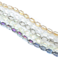 Kristall-Perlen, Kristall, Doppelkegel, bunte Farbe plattiert, facettierte, mehrere Farben vorhanden, 10x16mm, Bohrung:ca. 1mm, ca. 40PCs/Strang, verkauft per ca. 25 ZollInch Strang