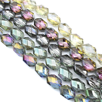 Kristall-Perlen, Kristall, Pendular Lochrose, bunte Farbe plattiert, facettierte, mehrere Farben vorhanden, 13x18x9mm, Bohrung:ca. 1.5mm, ca. 35PCs/Strang, verkauft per ca. 24 ZollInch Strang