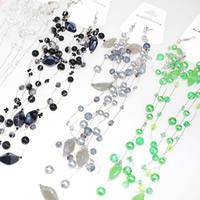 Akryl šperky Set, náramek & náušnice & náhrdelník, Sklo, s železný řetěz & Akryl, s 5cm extender řetězce, 3-pramenné, smíšené barvy, 6-20mm, Délka Cca 16.5 inch, Cca 7 inch, 3Soupravy/Bag, Prodáno By Bag