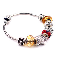European Bracelet, Brass, with Clay Pave & Crystal & Tibetan Style, plated, different length for choice & faceted & with rhinestone, nickel, lead & cadmium free, 180-200mm, Sold By Strand