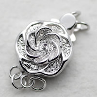 Brass Box Clasp Flower silver color plated with 925 logo &  nickel lead & cadmium free Sold By PC