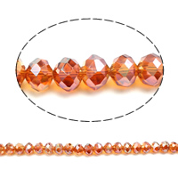 Rondelle Crystal Beads, AB color plated, faceted, Topaz, 10x8mm, Hole:Approx 1.5mm, Length:Approx 11.8 Inch, 10Strands/Bag, Sold By Bag