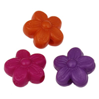 Volltonfarbe Acryl Perlen, Blume, gemischte Farben, 10.5x6mm, Bohrung:ca. 1mm, 2Taschen/Menge, ca. 1770PCs/Tasche, verkauft von Menge