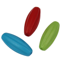 Opaque Acrylic Beads, Oval, solid color, mixed colors, 19x7mm, Hole:Approx 1mm, 2Bags/Lot, Approx 990PCs/Bag, Sold By Lot
