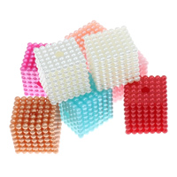 ABS пластик жемчужина Бусины, с OPP, Куб, съемный, Много цветов для выбора, 20mm, отверстие:Приблизительно 3mm, 9ПК/сумка, продается сумка