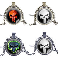 Time Gem Jewelry Necklace Zinc Alloy with Paper & Glass with 2lnch extender chain plated with skull pattern & oval chain nickel lead & cadmium free Length Approx 23.5 Inch Sold By Lot