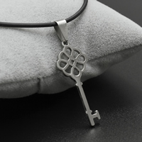 Edelstahl Schmuck Halskette, mit Gummiband, Eisen Karabinerverschluss, mit Verlängerungskettchen von 4cm, Schlüssel, originale Farbe, 14x37x2mm, verkauft per ca. 17 ZollInch Strang