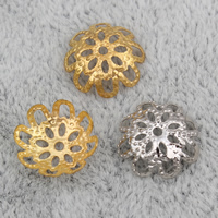 Iron Bead Caps, Flower, plated, more colors for choice, 9x3mm, Hole:Approx 1mm, 2000PCs/Bag, Sold By Bag