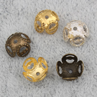 Jern perle hætter, Flower, forgyldt, flere farver til valg, 8x5mm, Hole:Ca. 1mm, 5000pc'er/Bag, Solgt af Bag