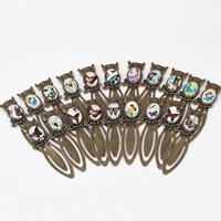 Tibetan Style Bookmark, with Glass, Owl, antique bronze color plated, butterfly design & mixed pattern, nickel, lead & cadmium free, 21x78x6mm, 10PCs/Lot, Sold By Lot