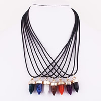 Resin Necklace, with Waxed Linen Cord & Tibetan Style, pendulum, imitation gemstone, more colors for choice, 450mm, Sold Per Approx 17.5 Inch Strand