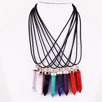 Resin Necklace with Waxed Linen Cord & Zinc Alloy pendulum imitation gemstone 450mm Sold Per Approx 17.5 Inch Strand
