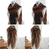 Voile Fabric Scarf and Shawl, Rectangle, printing, stripe, more colors for choice, 170x80cm, 3Strands/Bag, Sold By Bag