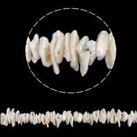 Koraliki Keishi z hodowlanych pereł słodkowodnych, Perła naturalna słodkowodna, Naturalne, biały, klasy AAA, 13-16mm, otwór:około 0.8mm, sprzedawane na około 15.3 cal Strand