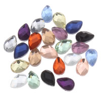 Glass Cabochons, Teardrop, flat back & faceted, more colors for choice, 4x6x2mm, 650PCs/Bag, Sold By Bag