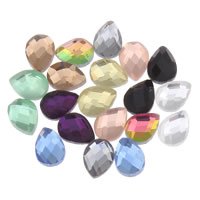 Glass Cabochons, Teardrop, flat back & faceted, more colors for choice, 6x8x3mm, 800PCs/Bag, Sold By Bag