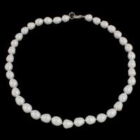 Natural Freshwater Pearl Necklace brass clasp Potato  white 8-9mm Sold By Strand