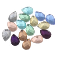 Glass Cabochons, Teardrop, flat back & faceted, more colors for choice, 7x10x4mm, 500PCs/Bag, Sold By Bag