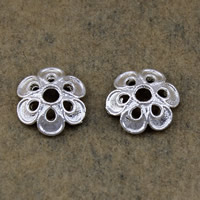 Brass Bead Cap Setting, Flower, thick 925 sterling silver plated, high quality plating and never fade, nickel, lead & cadmium free, 9x10x1mm, Hole:Approx 2mm, 300PCs/Lot, Sold By Lot