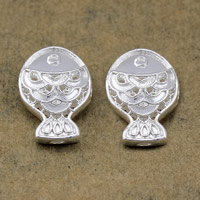 Brass Beads Setting, Fish, thick 925 sterling silver plated, high quality plating and never fade & double-hole & hollow, nickel, lead & cadmium free, 12x16.50x6.50mm, Hole:Approx 2mm, 100PCs/Lot, Sold By Lot