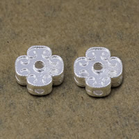Brass Beads Setting, Flower, thick 925 sterling silver plated, high quality plating and never fade & double-hole, nickel, lead & cadmium free, 11x11x4.50mm, Hole:Approx 2x1.5mm, 100PCs/Lot, Sold By Lot