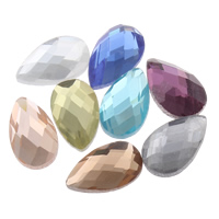 Glass Cabochons, Teardrop, flat back & faceted, more colors for choice, 8x13x4mm, 340PCs/Bag, Sold By Bag