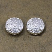 Brass Beads, Flat Round, thick 925 sterling silver plated, high quality plating and never fade & double-hole, nickel, lead & cadmium free, 12x12x6mm, Hole:Approx 1mm, 100PCs/Lot, Sold By Lot