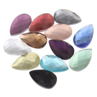 Glass Cabochons, Teardrop, flat back & faceted, more colors for choice, 11x18x3mm, 220PCs/Bag, Sold By Bag