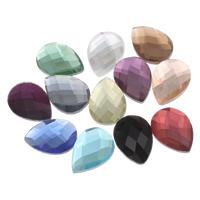 Glass Cabochons, Teardrop, flat back & faceted, more colors for choice, 13x18x4mm, 220PCs/Bag, Sold By Bag