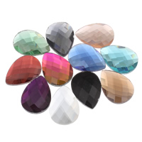 Glass Cabochons, Teardrop, flat back & faceted, more colors for choice, 18x25x4mm, 120PCs/Bag, Sold By Bag