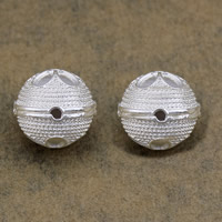 Brass Beads Setting, Drum, thick 925 sterling silver plated, high quality plating and never fade & 3-hole, nickel, lead & cadmium free, 14x13mm, Hole:Approx 2x1.5mm, 2mm, 100PCs/Lot, Sold By Lot