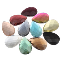 Glass Cabochons, Teardrop, flat back & faceted, more colors for choice, 20x30x5mm, 70PCs/Bag, Sold By Bag