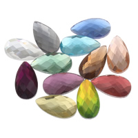 Glass Cabochons, Teardrop, flat back & faceted, more colors for choice, 12x22x4mm, 150PCs/Bag, Sold By Bag