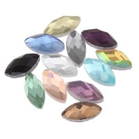 Glass Cabochons, Horse Eye, flat back & faceted, more colors for choice, 5x10x3mm, 800PCs/Bag, Sold By Bag