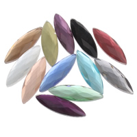 Glass Cabochons, Horse Eye, flat back & faceted, more colors for choice, 10x32x4mm, 110PCs/Bag, Sold By Bag