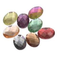 Glass Cabochons, Oval, flat back & faceted, more colors for choice, 12x16x4mm, 220PCs/Bag, Sold By Bag