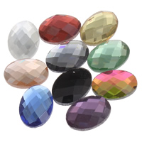 Glass Cabochons, Oval, flat back & faceted, more colors for choice, 13x18x3mm, 220PCs/Bag, Sold By Bag