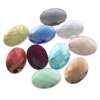 Glass Cabochons, Oval, flat back & faceted, more colors for choice, 18x25x5mm, 120PCs/Bag, Sold By Bag