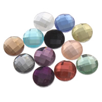 Glass Cabochons, Flat Round, flat back & faceted, more colors for choice, 12x12x4mm, 280PCs/Bag, Sold By Bag