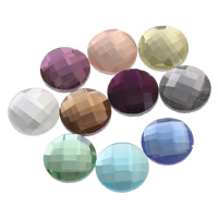 Glass Cabochons, Flat Round, flat back & faceted, more colors for choice, 14x14x3mm, 340PCs/Bag, Sold By Bag