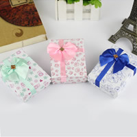 Cardboard Earring Box with Satin Ribbon & Velveteen with ribbon bowknot decoration & mixed Sold By Lot