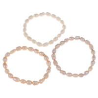 Freshwater Cultured Pearl Bracelet, Freshwater Pearl, Potato, natural, more colors for choice, 7-8mm, Sold Per Approx 7.5 Inch Strand