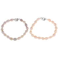 Freshwater Cultured Pearl Bracelet Freshwater Pearl brass clasp Potato natural 7-8mm Sold Per Approx 7.5 Inch Strand