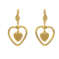 Gets® Jewelry Earring Brass Heart 18K gold plated flower cut & frosted nickel lead & cadmium free Sold By Pair