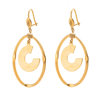 Gets® Jewelry Earring, Brass, Letter C, 18K gold plated, flower cut, nickel, lead & cadmium free, 30x50mm, Sold By Pair