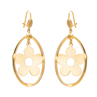 Gets® Jewelry Earring, Brass, Flower, 18K gold plated, flower cut, nickel, lead & cadmium free, 27x55mm, Sold By Pair