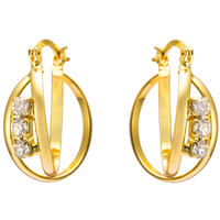 Gets® Jewelry Earring, Brass, 18K gold plated, micro pave cubic zirconia, nickel, lead & cadmium free, 24mm, Sold By Pair