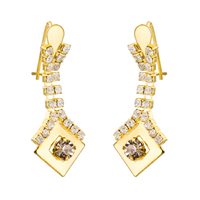 Gets® Jewelry Earring, Brass, 18K gold plated, micro pave cubic zirconia & faceted, nickel, lead & cadmium free, 15x35mm, Sold By Pair