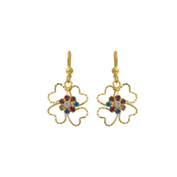 Gets® Jewelry Earring Brass Flower 18K gold plated micro pave cubic zirconia nickel lead & cadmium free Sold By Pair