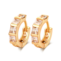 Gets® Jewelry Earring Brass Donut 18K gold plated with cubic zirconia & faceted nickel lead & cadmium free Sold By Pair